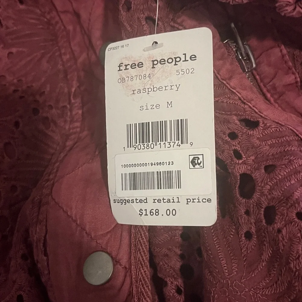 Free People Daisy Jane Eyelet Embroidered Bomber Jacket